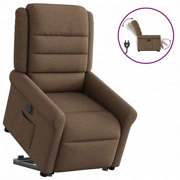 vidaXL Elektrické zvedací polohovací křeslo hnědé textil