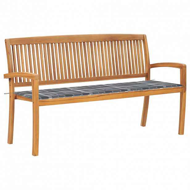 vidaXL Stohovatelná zahradní lavice s poduškou 159 cm masivní teak