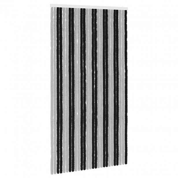 vidaXL Záclona proti hmyzu Chenille Šedá a černá 118 x 220 cm 100% PP