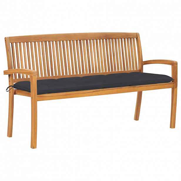 vidaXL Stohovatelná zahradní lavice s poduškou 159 cm masivní teak