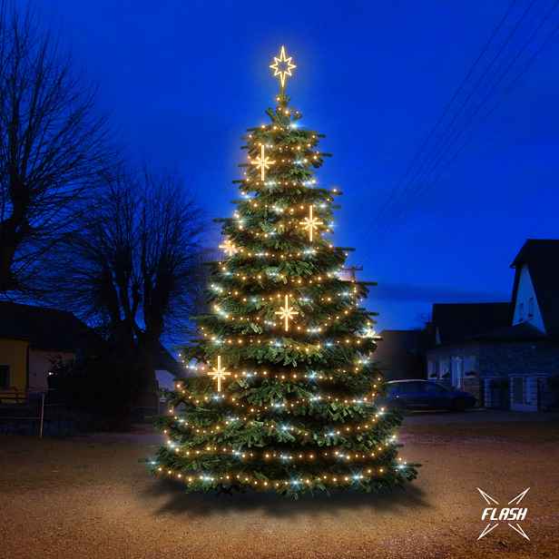 LED světelná sada na vánoční stromy vysoké 6-8 m, teplá bílá s Flash, dekory EFD15WS2