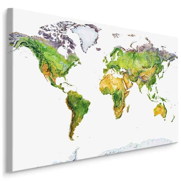 MyBestHome BOX Plátno Fyzická Mapa Světa Varianta: 120x80
