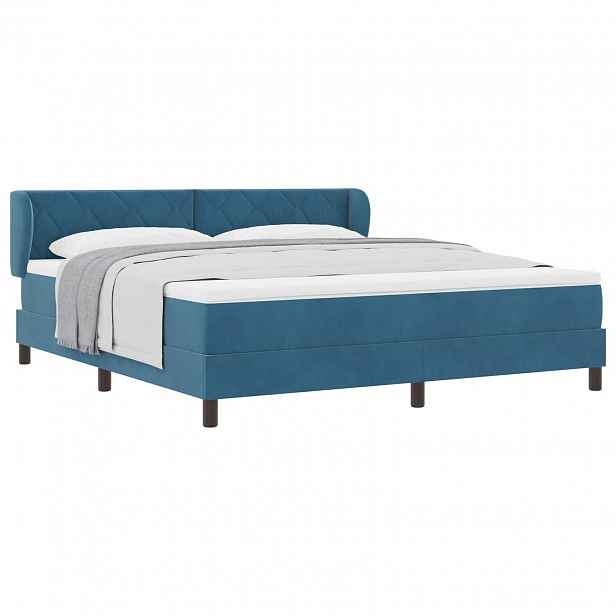 vidaXL Postel s boxspringem s čelo Tmavě moddrá 180 x 200 cm samet