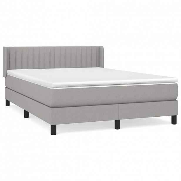 vidaXL Box spring postel s matrací světle šedá 140 x 200 cm textil