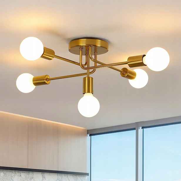 Stropní Svítidlo Loft Zlatá 5 bodů E27 Stylová lampa