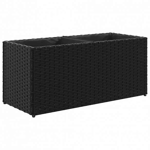 vidaXL Zahradní truhlík se 2 květináči černý 72 x 30 x 32 cm