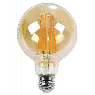 Žárovka LED E27 6W G125, FILAMENT AMBER