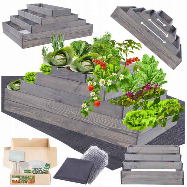 Zeleninový Záhon kaskádový, nastavitelný box na zeleninu, impregnace 45x120x90