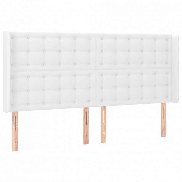 vidaXL Čelo postele typu ušák bílé 203x16x118/128 cm umělá kůže