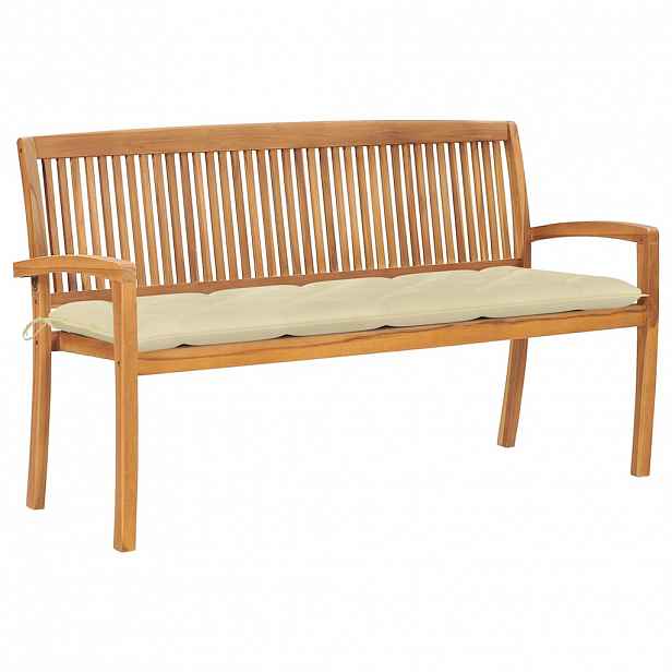 vidaXL Stohovatelná zahradní lavice s poduškou 159 cm masivní teak