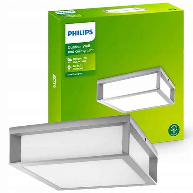 Venkovní Led zahradní stropní lampa E27 Nástěnné svítidlo Stropní Svítidlo Šedá Philips