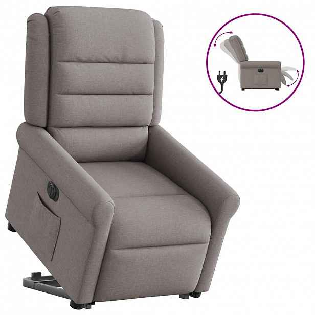 vidaXL Elektrické zvedací polohovací křeslo taupe textil