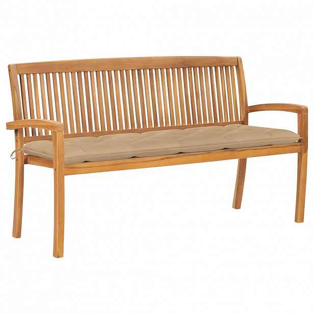 vidaXL Stohovatelná zahradní lavice s poduškou 159 cm masivní teak