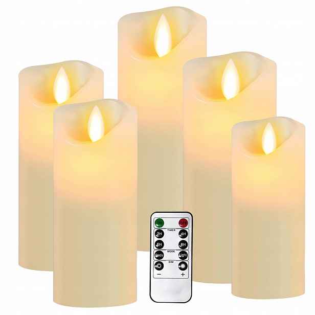 5 Ks Svíčka Sada Led Svíček Efekt Plamene Přírodní Vosk Ovladače