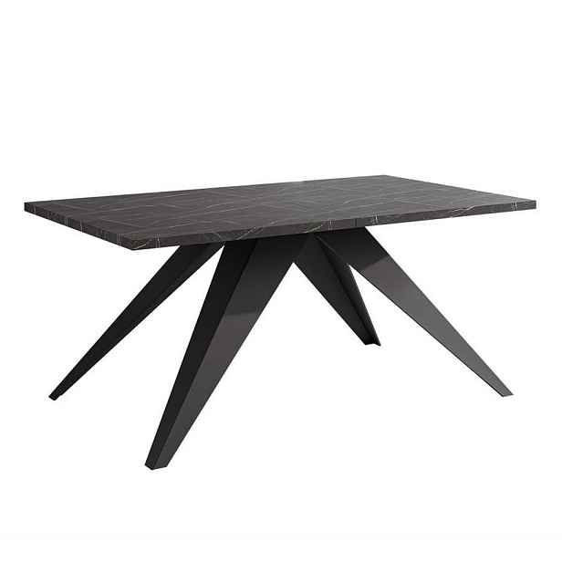 Idohome JÍDELNÍ STŮL XANDRO rozkládací 140/80/76 cm s kovovou podnoží, černý / Grigia Pietra