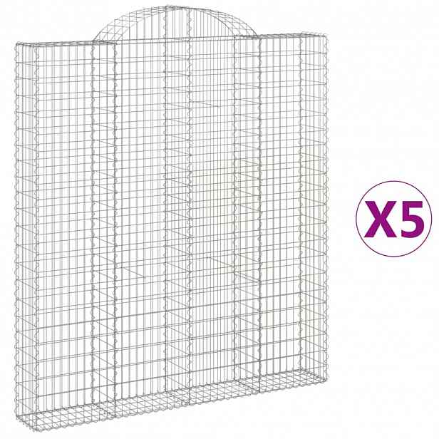 vidaXL Klenuté gabionové koše 5 ks 200x30x220/240cm pozinkované železo