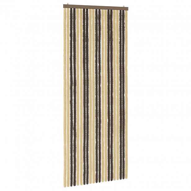 vidaXL Záclona proti hmyzu Chenille Tmavě hnědá a béžová 90 x 220 cm