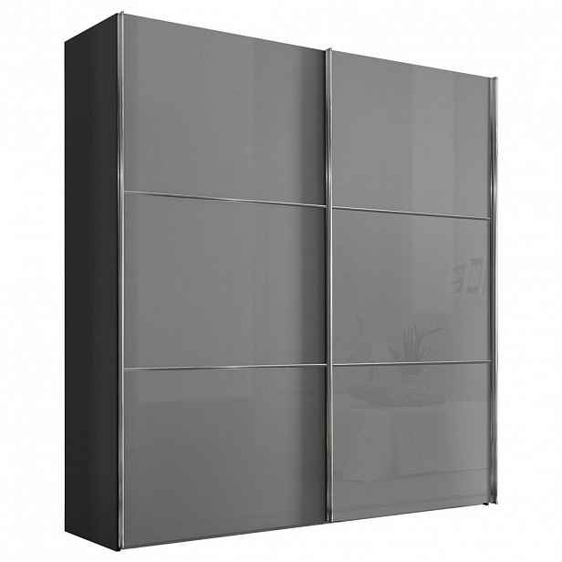 Moderano SCHWEBETÜRENSCHRANK Glasfront, světle šedá, tmavě šedá, 225/222/68 cm - Šatní skříně - 000531006071