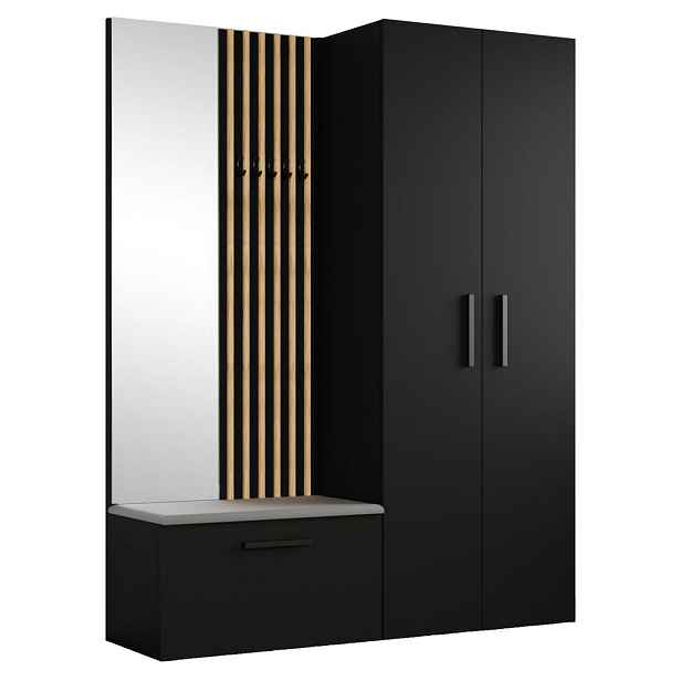 MASSENO MODERNÍ PŘEDSÍŇOVÁ SESTAVA MODULO, 160,6/204/40 cm, černá