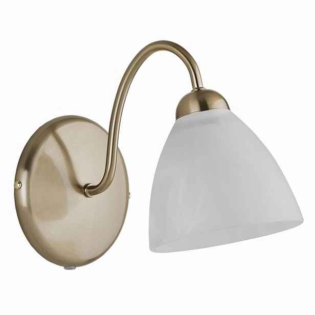 Alfa Adel nástěnná lampa patina/mosaz bílá stínidlo E27 1x15W IP20