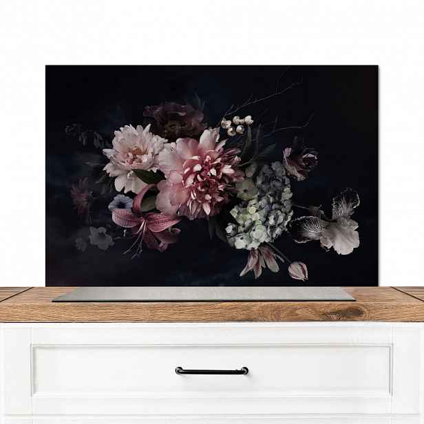 MuchoWow KUCHYŇSKÁ ZÁSTĚNA Květiny - Vintage - pastelové - růžové - bílé 80x55 cm