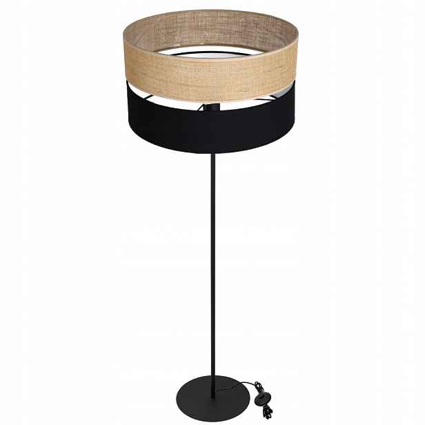 Stojací Lampa Juta Černá Stínidlo 40 CM