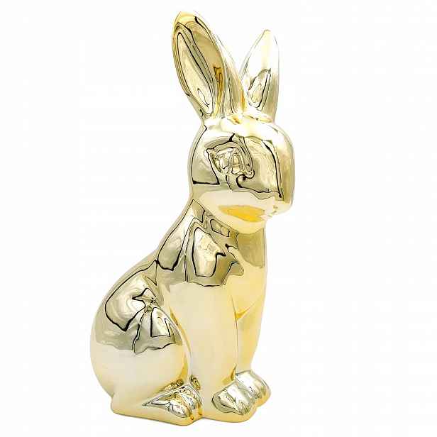 Velikonoční Králík Zlatý Vánoční Dekorace Velká Keramická Figurka 30 cm