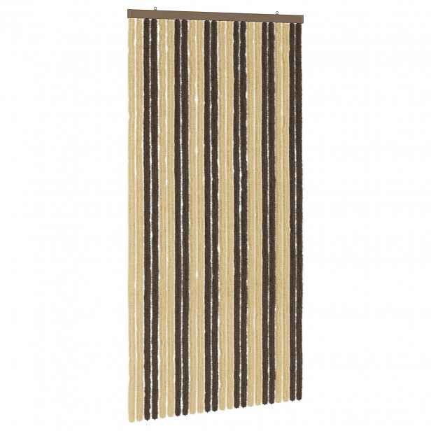 vidaXL Záclona proti hmyzu Chenille Tmavě hnědá a béžová 100 x 200 cm