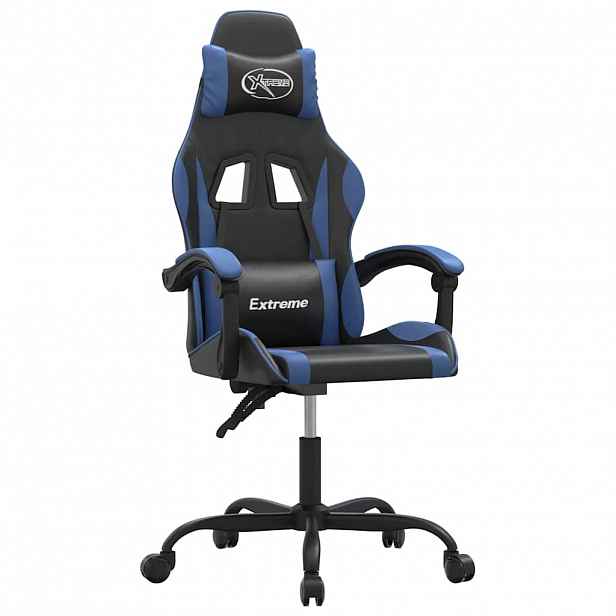 vidaXL Otočná herní židle černá a modrá umělá kůže