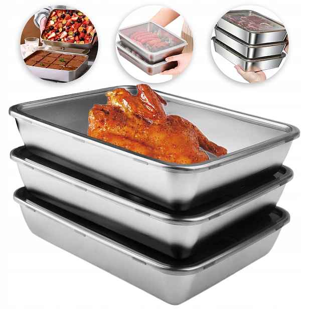 3ks Lunchbox Kontejnery na potraviny Vzduchotěsná sada s víkem Ocel
