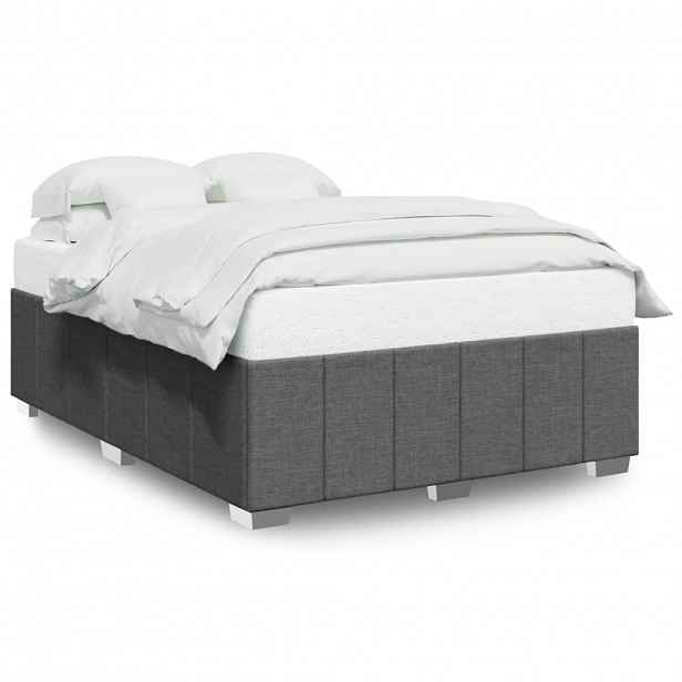vidaXL Rám postele bez matrace tmavě šedý 160 x 200 cm textil