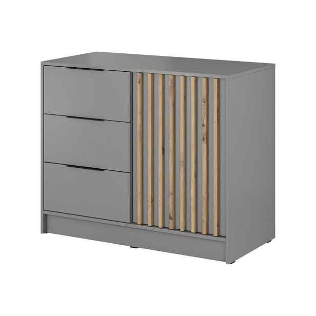 MASSENO KOMODA NELIANA, 105/86/45 cm se 3 zásuvkami, počet dvířek: 1, šedá