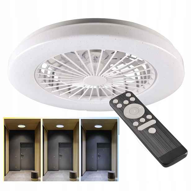 Ventilátor, stropní ventilátor, Led lampa 63W Cct, paměť barev dálkový ovladač 50 cm