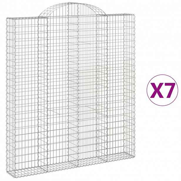 vidaXL Klenuté gabionové koše 7 ks 200x30x220/240cm pozinkované železo
