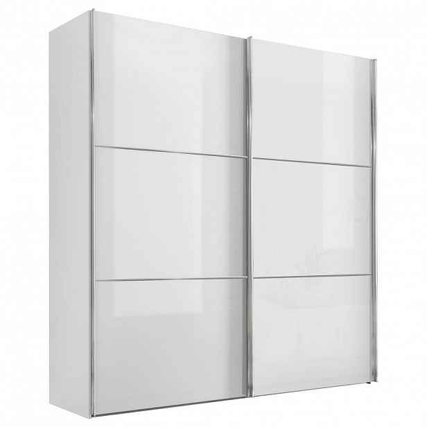 Moderano SCHWEBETÜRENSCHRANK Glasfront, bílá, 188/222/68 cm - Šatní skříně - 000531006073