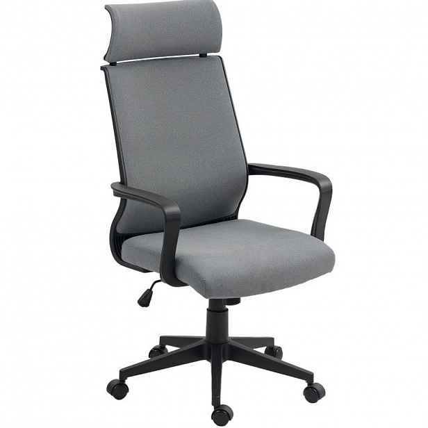 Redom KANCELÁŘSKÁ židle 60,5/69/109-117 cm s výškovým nastavením, houpáním a područkami, polyester, Tmavě šedá