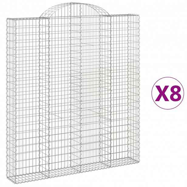 vidaXL Klenuté gabionové koše 8 ks 200x30x220/240cm pozinkované železo