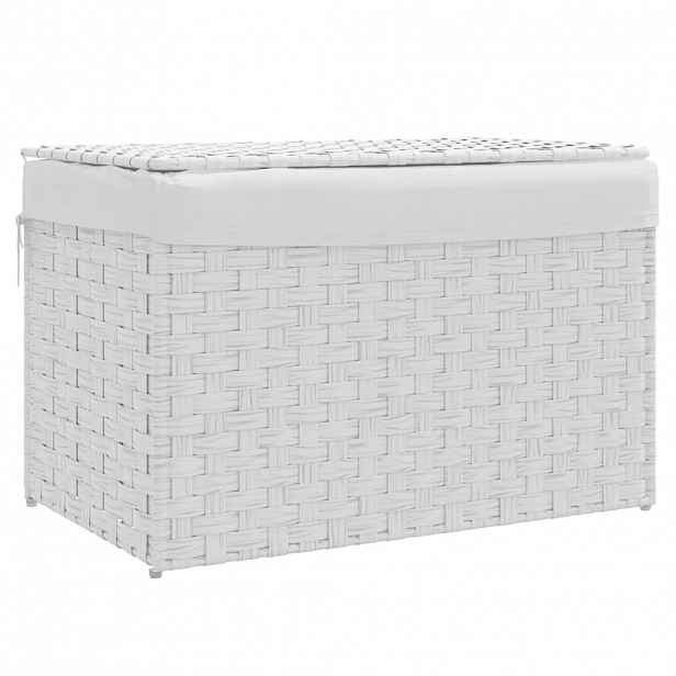 vidaXL Koš na prádlo s víkem bílý 55,5 x 35 x 34 cm polyratan