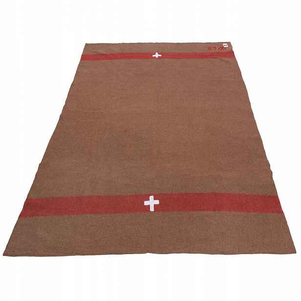 Vojenská vlněná deka Piknikový vzor švýcarské armády 200x140 cm Hnědá