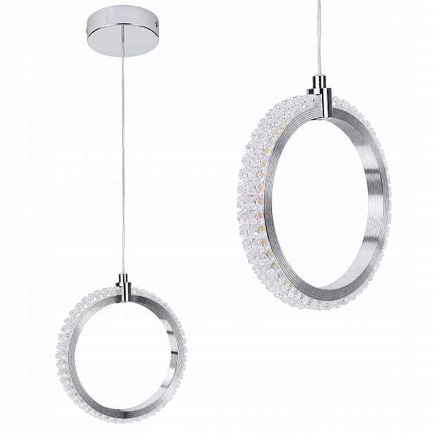 Závěsné Stropní Svítidlo Led Kolo Chrom Glamour Teplá Křišťálová Kulatá