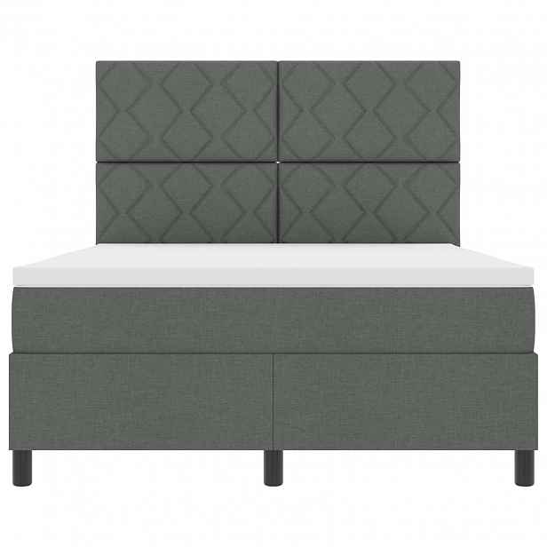 vidaXL Postel s boxspringem s LED pásky Tmavě šedá 160 x 200 cm textil