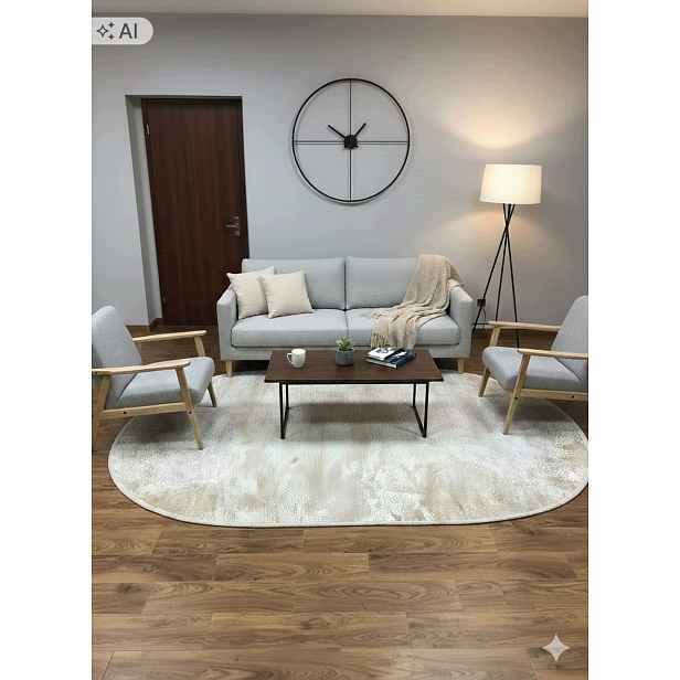Koberec oválný do obývacího pokoje 240x340 cm, vícebarevný, měkký vlas, plyšový
