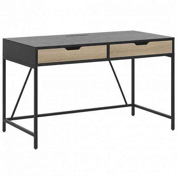 Beliani PSACÍ STŮL černý/světlejší Odstín dřeva 120/60/75 cm Jena