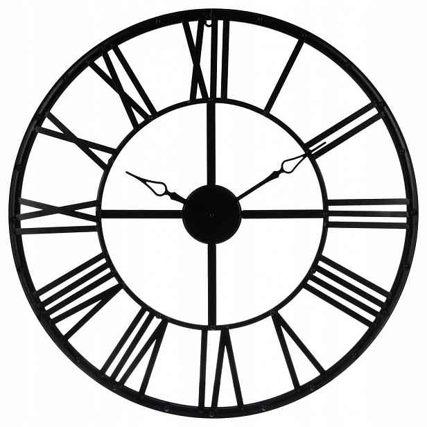 Nástěnné Hodiny Kovové Kulaté Loftové Vintage Velké Římské Číslice Průměr 70 CM
