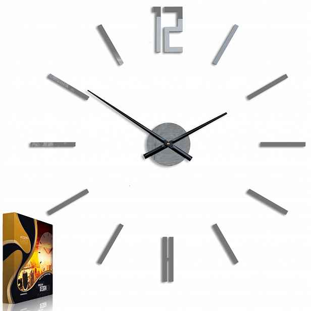 Nástěnné hodiny v moderním akrylovém stylu Carlo Grey Kulatý Křemenné