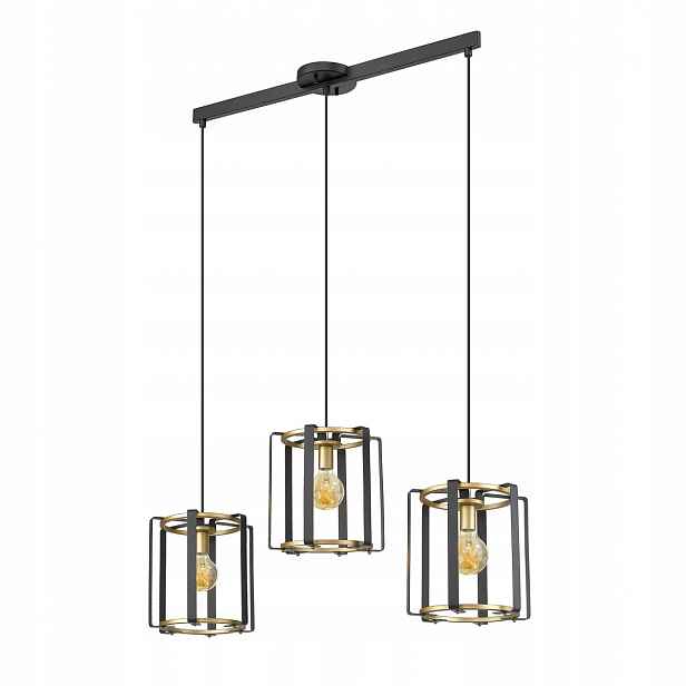 Primero Klasická černo-zlatá závěsná lampa 3-bodová E27 60W