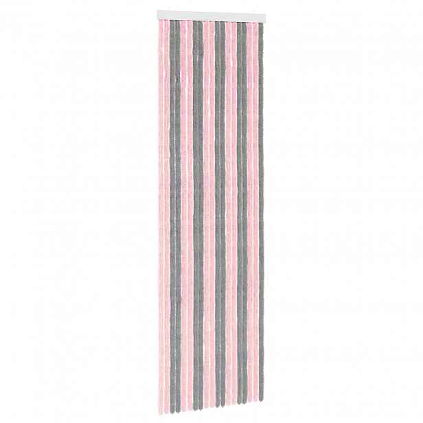 vidaXL Záclona proti hmyzu Chenille Stříbrně šedá a růžová 56 x 185 cm