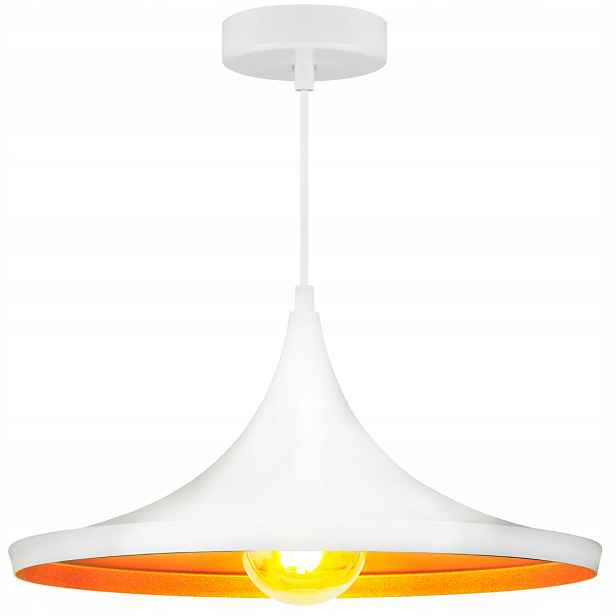 Závěsná lampa bílá zlatá, kulatá, moderní, nad stůl 36 cm Polux