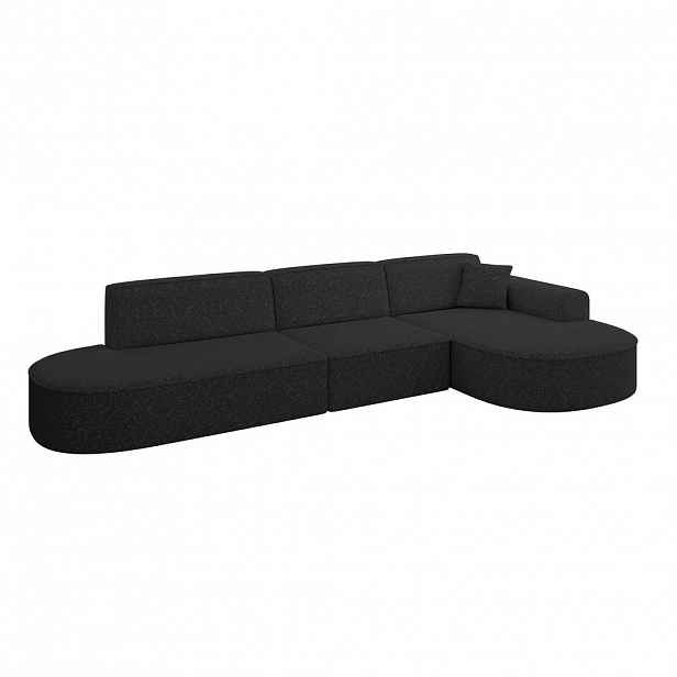 ALTDECOR ROHOVÁ SEDACÍ SOUPRAVA s otomanou vpravo MARI-L2 – 328 × 171 × 79 cm, černá látka