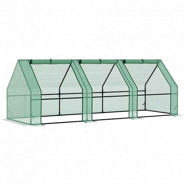 Modfu FÓLIOVNÍK z oceli 270x90x90 cm zelený s rolovacími okny na zip a odolnou PE fólií
